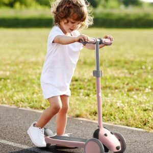 MOUNTALK 3 Wheel Scooters for Kids Age 3-5/5-8 Years Old, Kick Scooter for Boys and Girls with Light Up Wheels, Mini Scooter for Children (Blue)