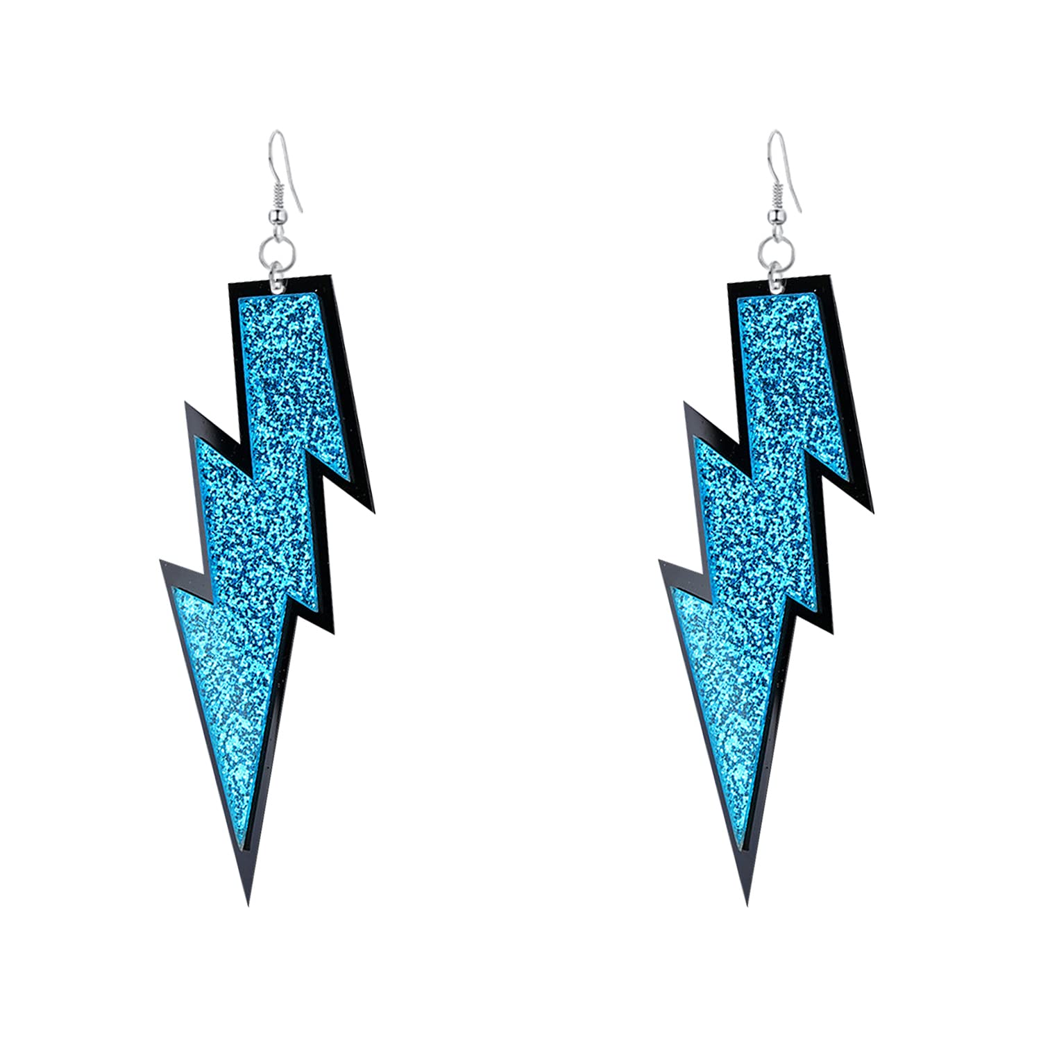 GBAHFY Multicolor 80s Neon Earrings Acrylic Exaggerated Women Lightning Bolt Dangle Earrings Halloween Jewelry 80's Party (Blue)