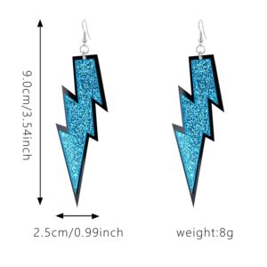 GBAHFY Multicolor 80s Neon Earrings Acrylic Exaggerated Women Lightning Bolt Dangle Earrings Halloween Jewelry 80's Party (Blue)