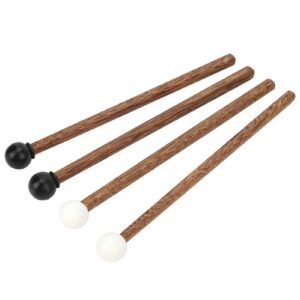 4Pcs Steel Tongue Drum Stick Mallets Rods Rubber Tongue Drum Mallet with Wood Handle Rubber Percussion Mallets Xylophone Mallet Drumstick Percussion Instrument Parts, 6.5 Inch