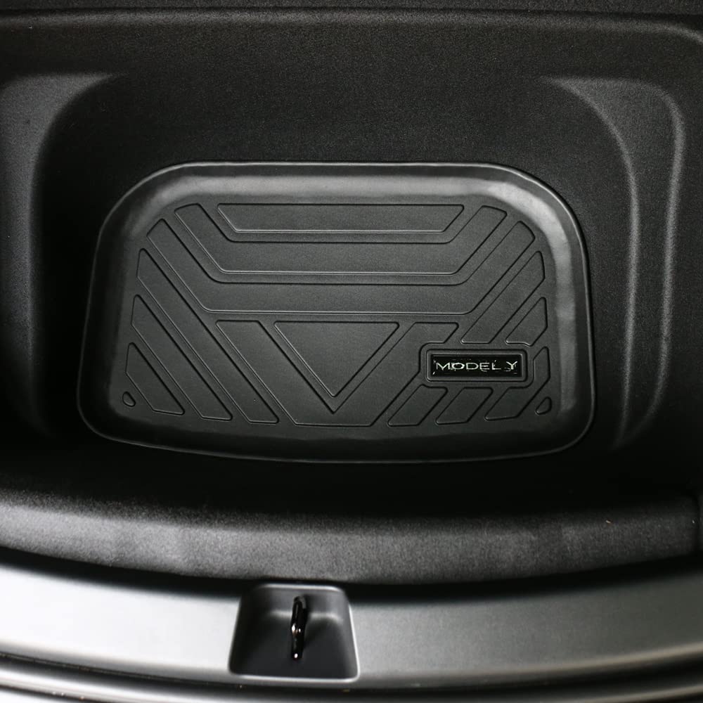 Pedigree 3D TPE Material Model Y Floor Mats Set Tesla Full Cover All Weather Rear Trunk Liners Custom Fit Heavy Duty Rubber Odorless Model Y Accessories 2021 2022 2023 2024(Floor+Storage+Cargo Mat)