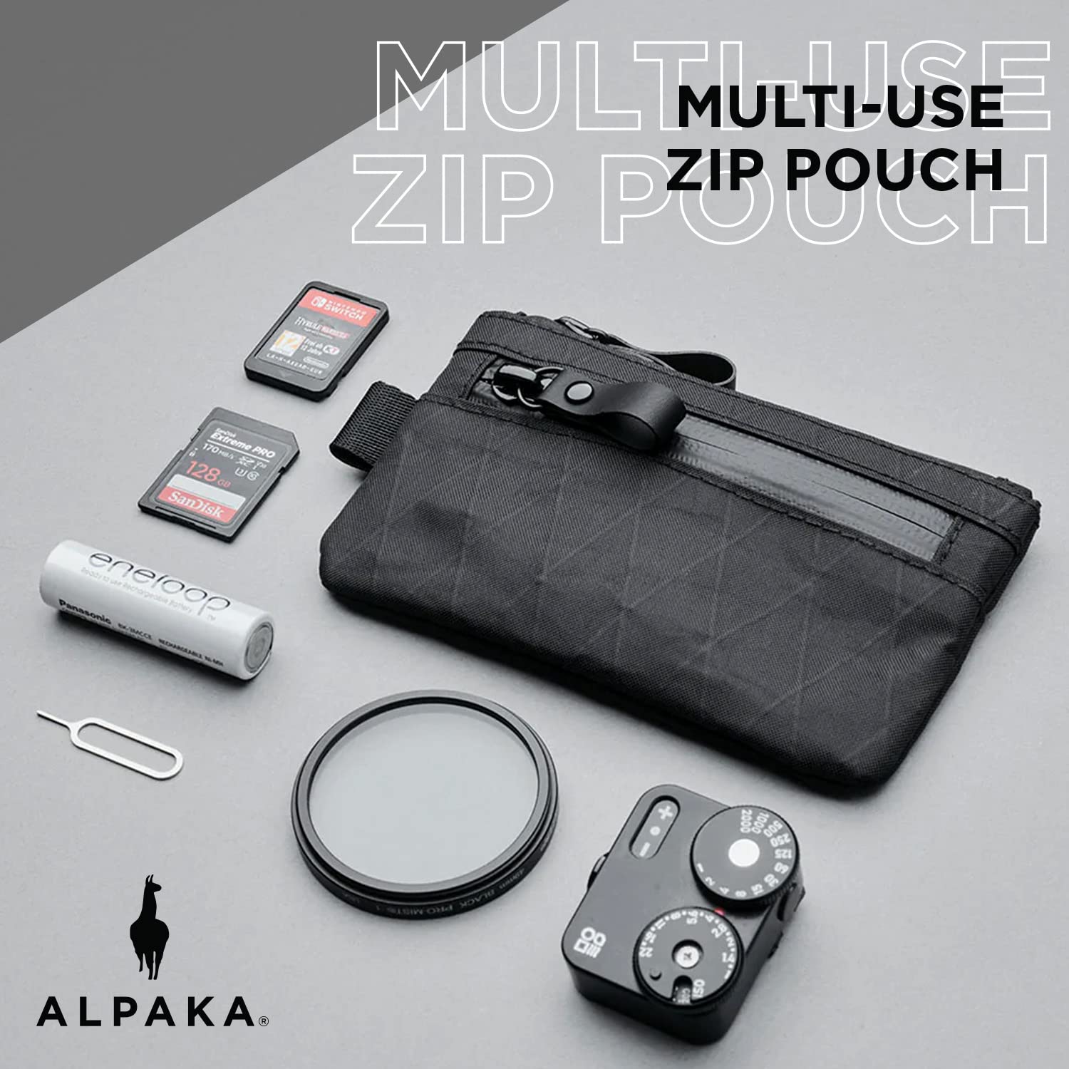 ALPAKA Zip Pouch - Black RFID-Blocking Cash and Card Wallet - Made With Carbon Neutral And Weatherproof Fabrics