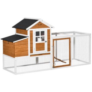 PawHut 76" Wooden Chicken Coop with Safe and Healthy Non-Polluting Materials, Outdoor Hen House Poultry Cage with Weatherproof Materials