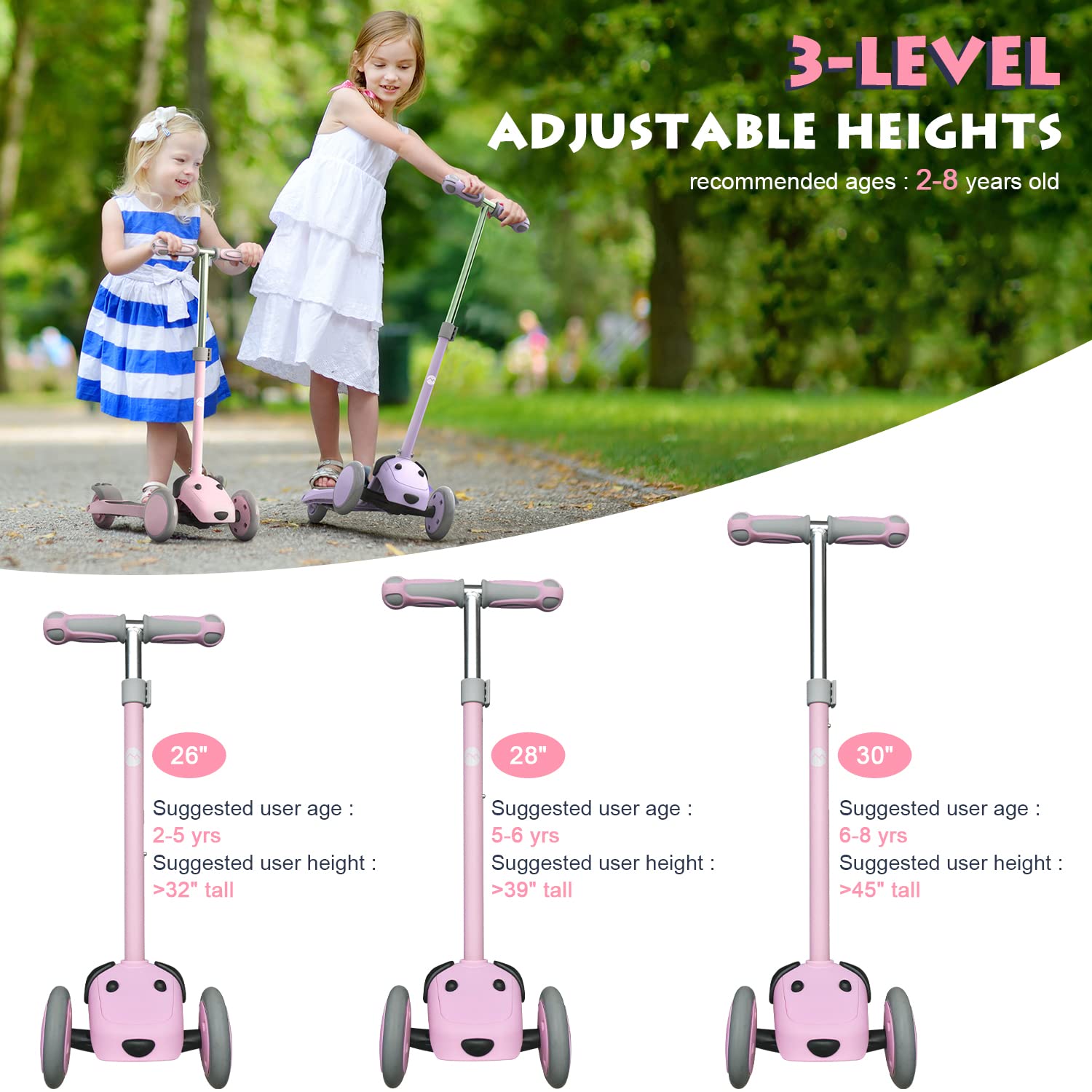 MOUNTALK 3 Wheel Scooters for Kids Age 3-5/5-8 Years Old, Kick Scooter for Boys and Girls with Light Up Wheels, Mini Scooter for Children (Blue)