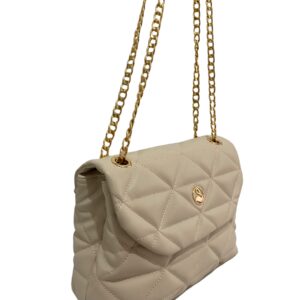 SANMORRİS Crossbody Bag for Women, Medium Shoulder Bag Vegan Purses and Handbags with Faux Leather and Chain.(Cream color)