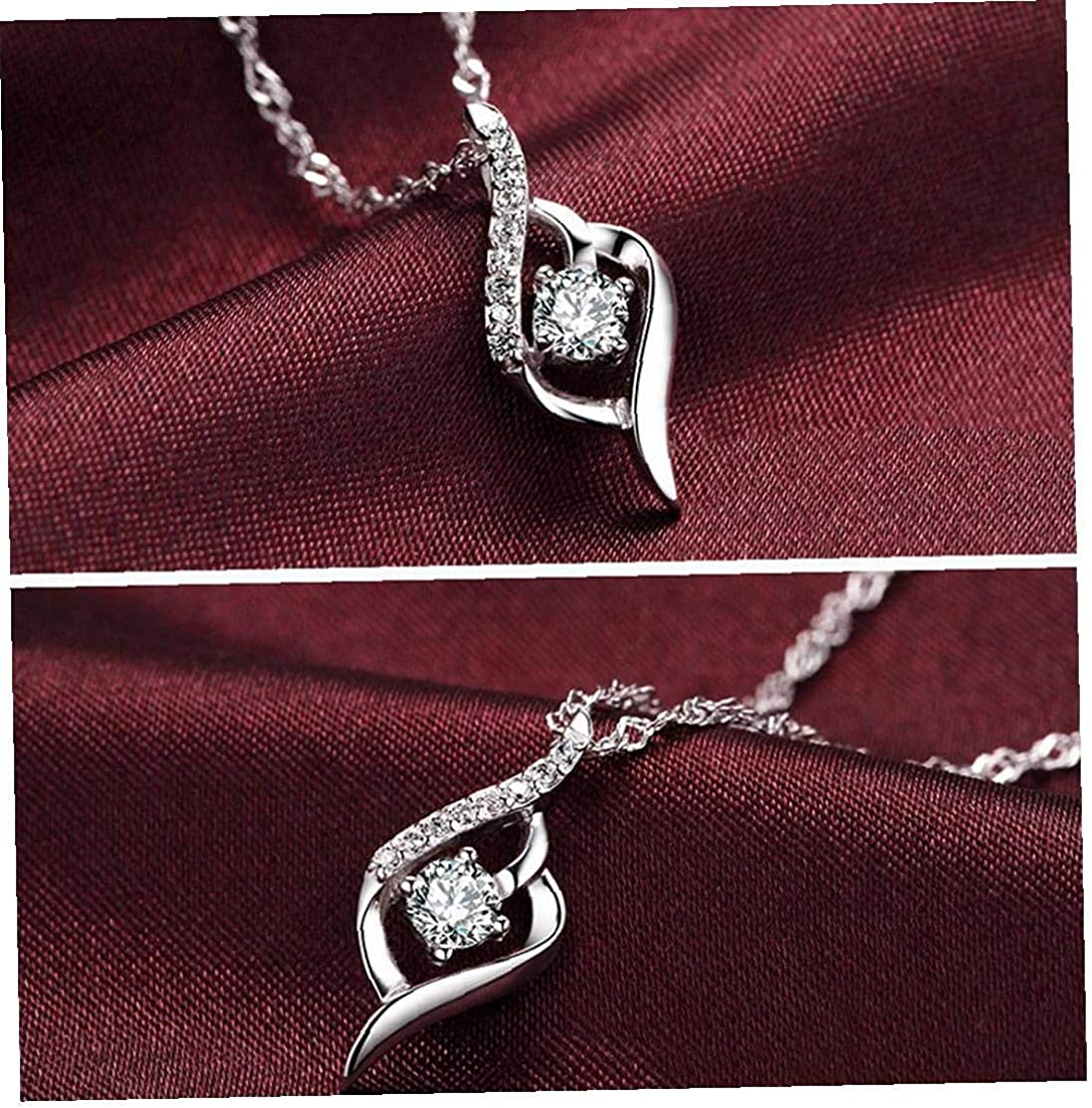 U-M Ladies Necklace Silver Diamond Women Necklace 925 Sterling Silver Statement Crystal Pendant C for Women Fashion Jewelry Accessories Useful