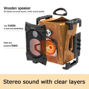 IRUYEE Karaoke Machine for Adults and Kids Portable Bluetooth Speakers with Microphone, Party Bluetooth Speakers with Bass Loud, Support FM Radio, Audio Recording, TF Card/USB (Wood Color)