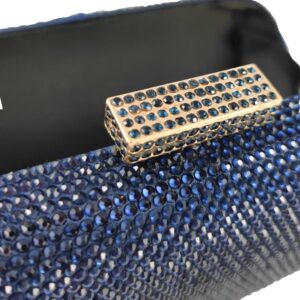 Boutique De FGG Bling Evening Bags and Clutches for Women Formal Party Crystal Clutch Bag Wedding Rhinestone Handbags, Mini,Navy Blue