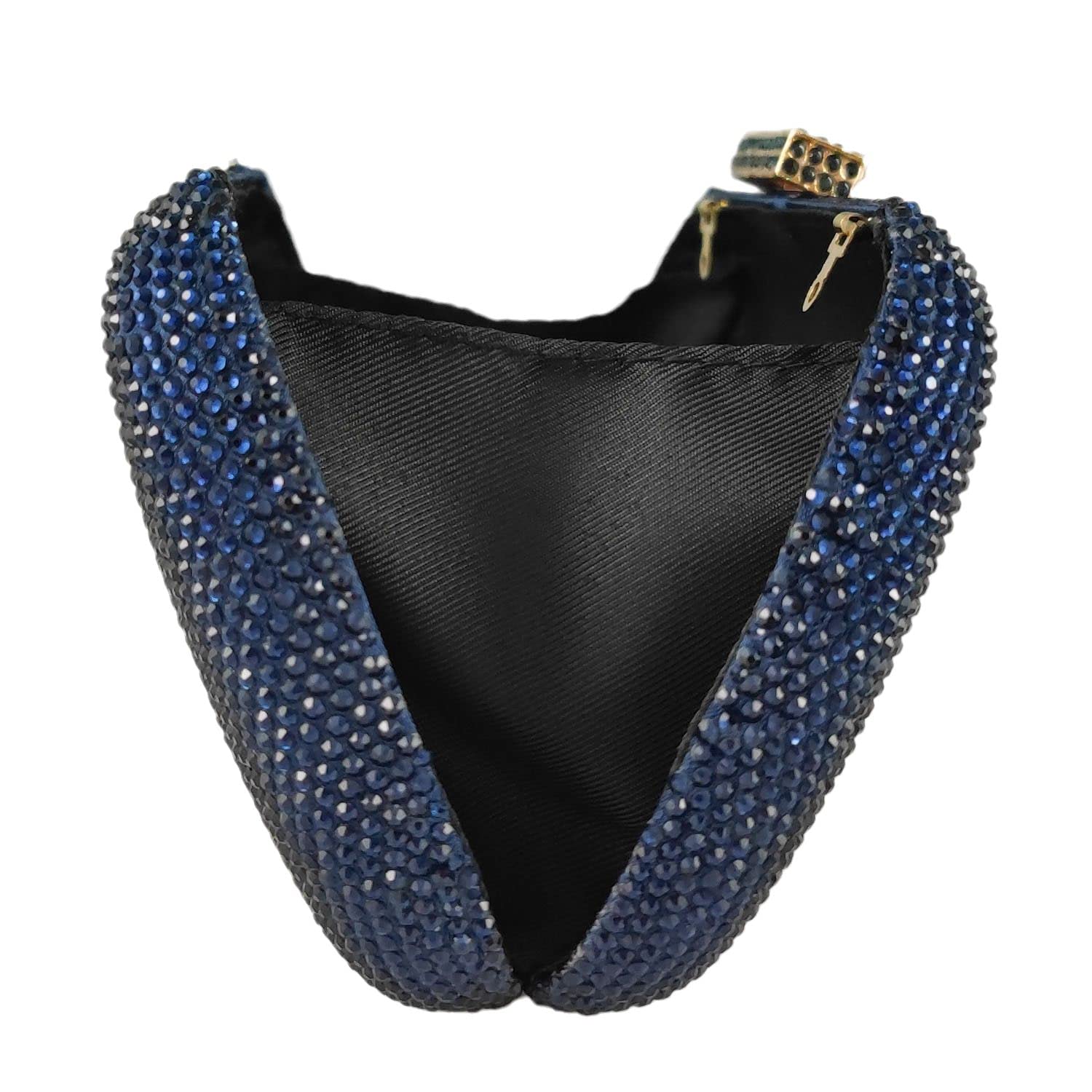 Boutique De FGG Bling Evening Bags and Clutches for Women Formal Party Crystal Clutch Bag Wedding Rhinestone Handbags, Mini,Navy Blue