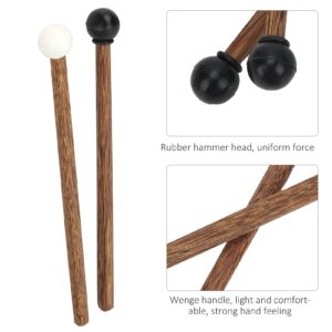 4Pcs Steel Tongue Drum Stick Mallets Rods Rubber Tongue Drum Mallet with Wood Handle Rubber Percussion Mallets Xylophone Mallet Drumstick Percussion Instrument Parts, 6.5 Inch