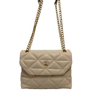 SANMORRİS Crossbody Bag for Women, Medium Shoulder Bag Vegan Purses and Handbags with Faux Leather and Chain.(Cream color)