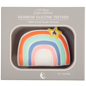 C.R. Gibson BTEE-24547 Colorful Rainbow 100% Food Grade Silicone Teether for Babies, 2.9" W x 2.2" L, Multicolor