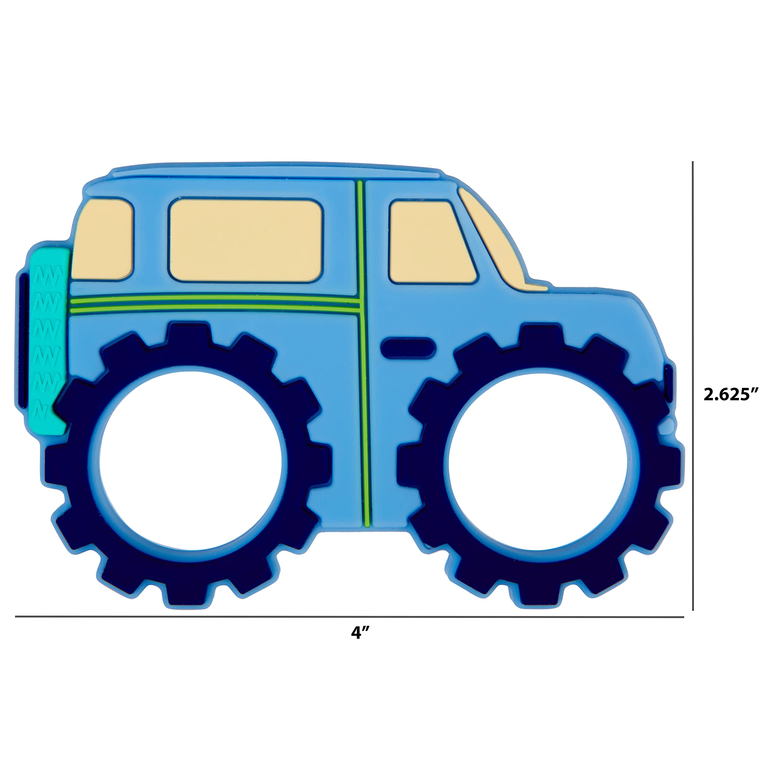 C.R. Gibson BTEE-24548 Truck 100% Food Grade Silicone Teether for Babies, 4" W x 2.2" L, Multicolor