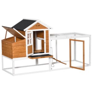 PawHut 76" Wooden Chicken Coop with Safe and Healthy Non-Polluting Materials, Outdoor Hen House Poultry Cage with Weatherproof Materials