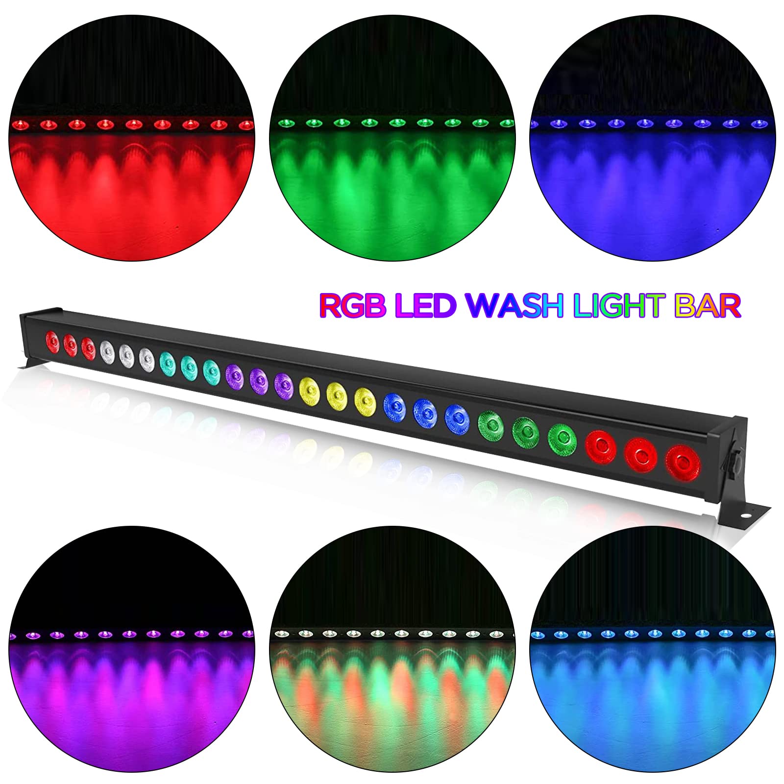 Stage Light Bar, 2Pcs 72W 24LEDs RGB Dj Lights Bar, 3 in 1 Wash Light Bar, Wall Washer Light with DMX Control AutoPlay Sound Activated for Christmas Wedding Dance(40 Inches)