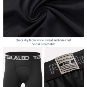 TELALEO 3/4 Boys Youth Compression Leggings Tights Base Layer Sports Running Capris Kids for Workout Training 3PACK S