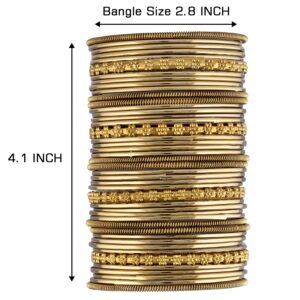 Aheli Stylish Indian Oxidized Bangle Set Ethnic Traditional Bollywood Fashion Wedding Wear Jewelry for Women (Gold_2.8 Inch)