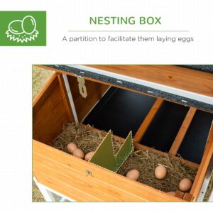 PawHut 76" Wooden Chicken Coop with Safe and Healthy Non-Polluting Materials, Outdoor Hen House Poultry Cage with Weatherproof Materials