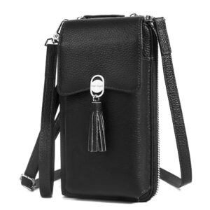 Pearl Angeli Genuine Leather Crossbody Cellphone Bag for Women RFID Blocking Small Phone Wallet Purse with Shoulder Strap