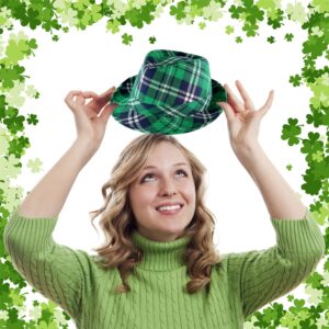 lycycse St Patricks Day Hat Leprechaun Costume Cap Irish Green Top Hat St Patrick Accessories Plaid Fedora hats