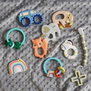 C.R. Gibson BTEE-24548 Truck 100% Food Grade Silicone Teether for Babies, 4" W x 2.2" L, Multicolor