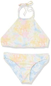 billabong girls' on a rainbow rev high neck two-piece swim set (little big kids), multi, 8