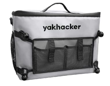 Yakhacker Kayak Cooler, Waterproof Seat Back Cooler with Lawn-Chair Style Seats, Kayak Accessories Bag, Portable Ice Chest Cooler for Kayaking, Travel, Lunch, Beaches &Trips (Silver)