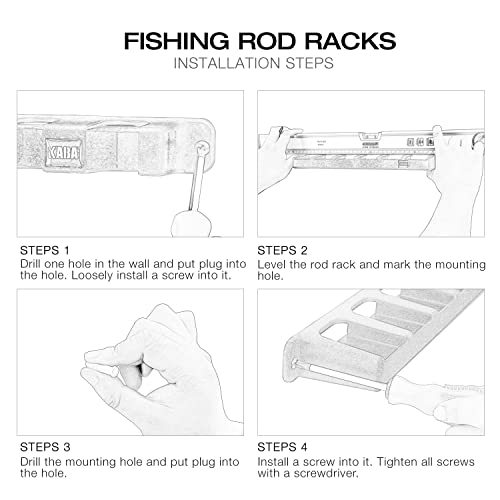 kaba Fishing Vertical 6 Fishing Pole Rack Fishing Pole Holder Spinning Casting Fishing Rods Wall Mount Fishing Rod Holders for Garage