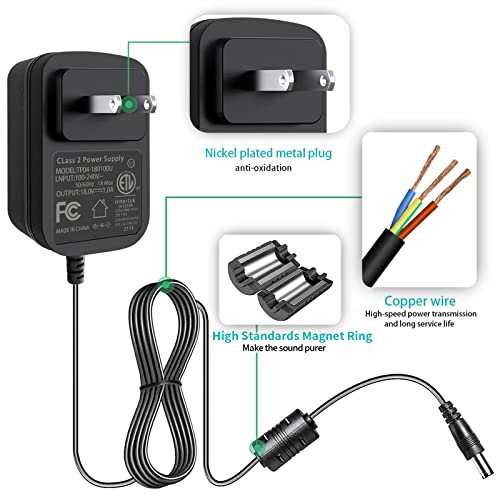 Gonine 18V Power Supply for Dunlop MXR Guitar Pedal, 18Volt 1A AC Adapter 110-240V AC to DC Center Negative DC Plug for JOYO JP-01 JP-02 Effect Pedal Cord.