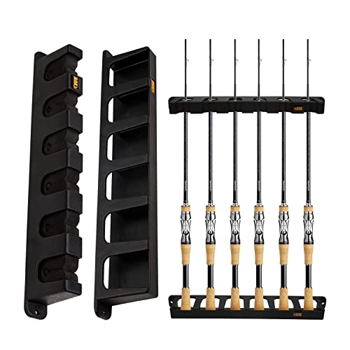 kaba Fishing Vertical 6 Fishing Pole Rack Fishing Pole Holder Spinning Casting Fishing Rods Wall Mount Fishing Rod Holders for Garage