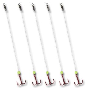 Tooth Shield Tackle Ice Fishing Fluorocarbon Walleye Tip Up Leader/Rig (15 lb) Ice Fishing Walleye Predator Rig (5 Pack) [Chartreuse Bead] (#8)