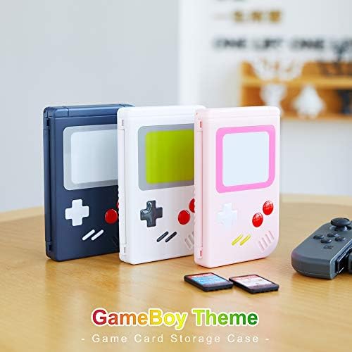 Game Card Case for Nintendo Switch (2019 & 2021 OLED),Nintendo Switch Lite,10 Game Cards & 10 Memory SD Cards Strorage Holder, Gameboy Portable Slim/Small Size Case White