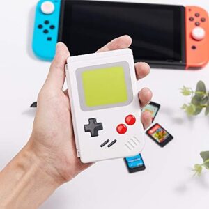 Game Card Case for Nintendo Switch (2019 & 2021 OLED),Nintendo Switch Lite,10 Game Cards & 10 Memory SD Cards Strorage Holder, Gameboy Portable Slim/Small Size Case White