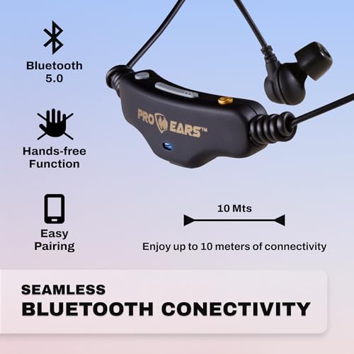 Pro Ears Stealth 28 HTBT, Advanced Bluetooth Ear Protection, 28 dB Noise Reduction, Custom Comfort Fit, 15-Hr Battery Life, for Shooting & Outdoor Activities