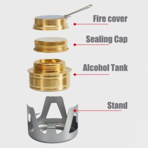 Ochine Portable Outdoor Mini Alcohol Stove Burner Portable Camping Stove with Aluminium Stand Lightweight Camping Cookware Set Outdoor Kitchen Equipment for Camping, Hiking, Backpacking, Picnic