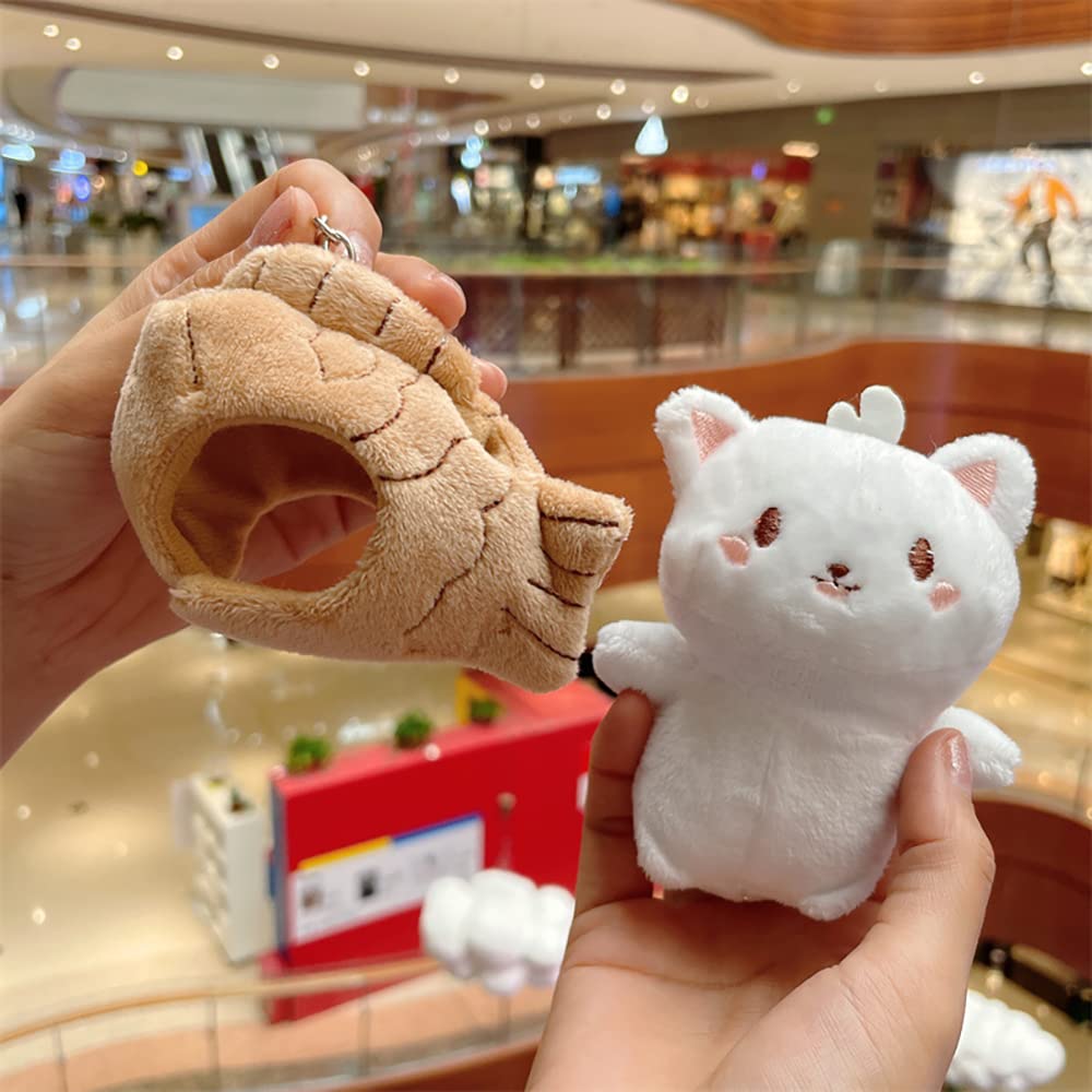 HSYHERE Lady Girl Cute Plush Pp Cotton Cat Taiyaki Key Chain Creative Animal Pendant Detachable Doll Pendant Car Key Chain Backpack Pendant Metal Key Ring