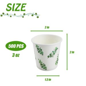 Xlong 500 Pack Paper Cups,3oz Disposable Coffee Cups,Bathroom Mouthwash Cups,Eucalyptus Paper Cups for Party, Picnic, BBQ,Coffee,Juice, Home and Office (Green)