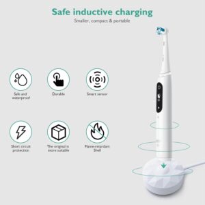 Replacement Charger Base Compatible with Braun Oral B iO Series 7 Series 8 Series 9 Electric Toothbrush, Magnetic Travel Charging Base for Oral-B iO Series 7 8 9 Replacement Model 3768 Power Cord