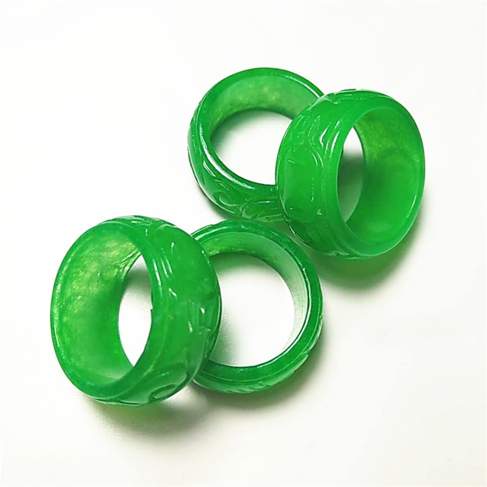 SMDSAZ Real Green Jade Ring Men Women Jewelry Hand-Carved Jadeite Rings Accessories Burma Jades (Gem Color : 20mm Diameter)