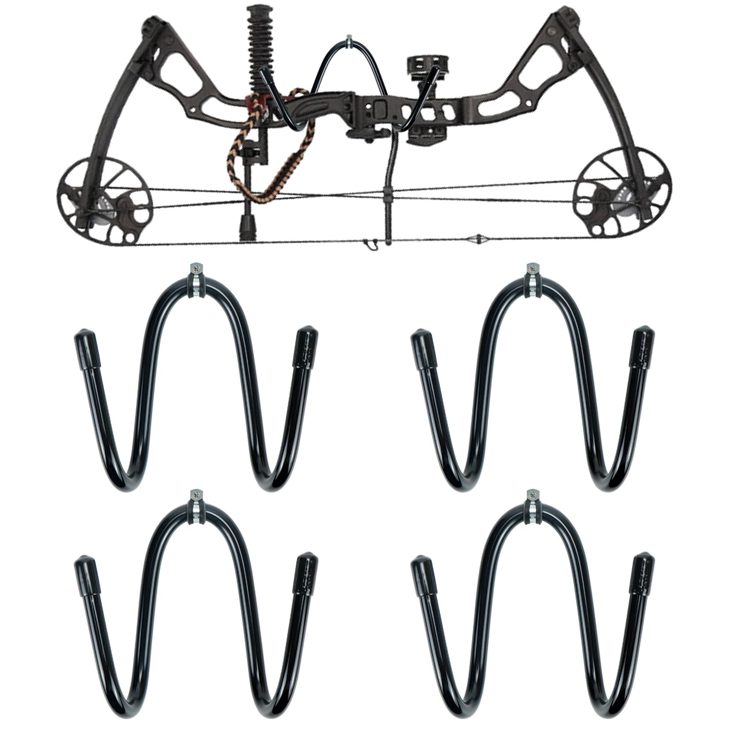 Kesywale Bow Hanger Wall Mount Adjustable Bows Holder Storage Wall Rack to Display Your Bow, Pack of 4 (4)