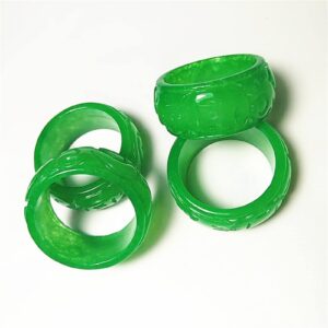 SMDSAZ Real Green Jade Ring Men Women Jewelry Hand-Carved Jadeite Rings Accessories Burma Jades (Gem Color : 20mm Diameter)