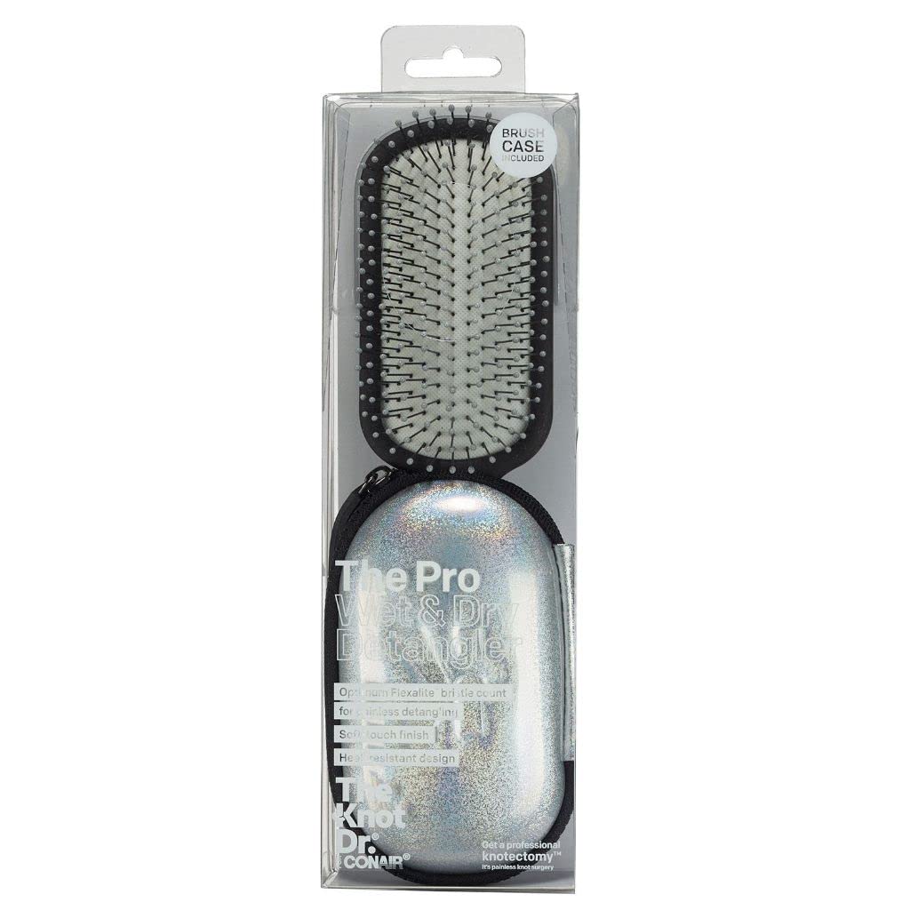 The Knot Doctor for Conair Premium Pro Detangling Hairbrush for Wet or Dry Hair in Silver, 1 Count