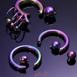 4G Earrings Internally Threaded Circular Barbells Horseshoe PA Rings Captive Bead Rings Dangle Spring Action CBR Surgical Steel Monster Screwball Rings Body Piercing Rings for Women Men Rainbow