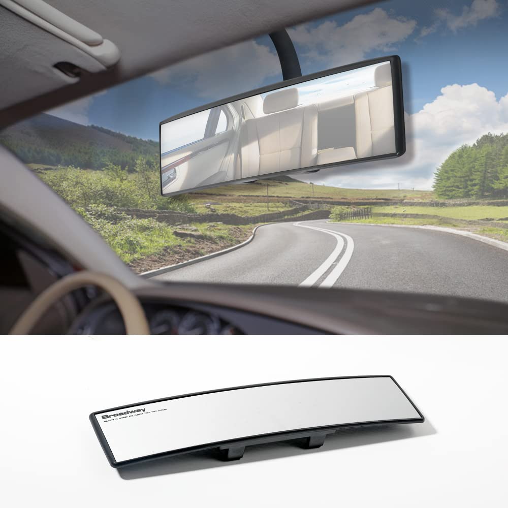 VARGTR 12 Inch Wide Angle Rear View Mirror,Universal Car Interior Rearview Mirror Clip On Panoramic Rearview Mirror Wide Angle Convex, Flat Easy Clip On Car Rearview Mirror (White HD mirror)