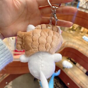 HSYHERE Lady Girl Cute Plush Pp Cotton Cat Taiyaki Key Chain Creative Animal Pendant Detachable Doll Pendant Car Key Chain Backpack Pendant Metal Key Ring