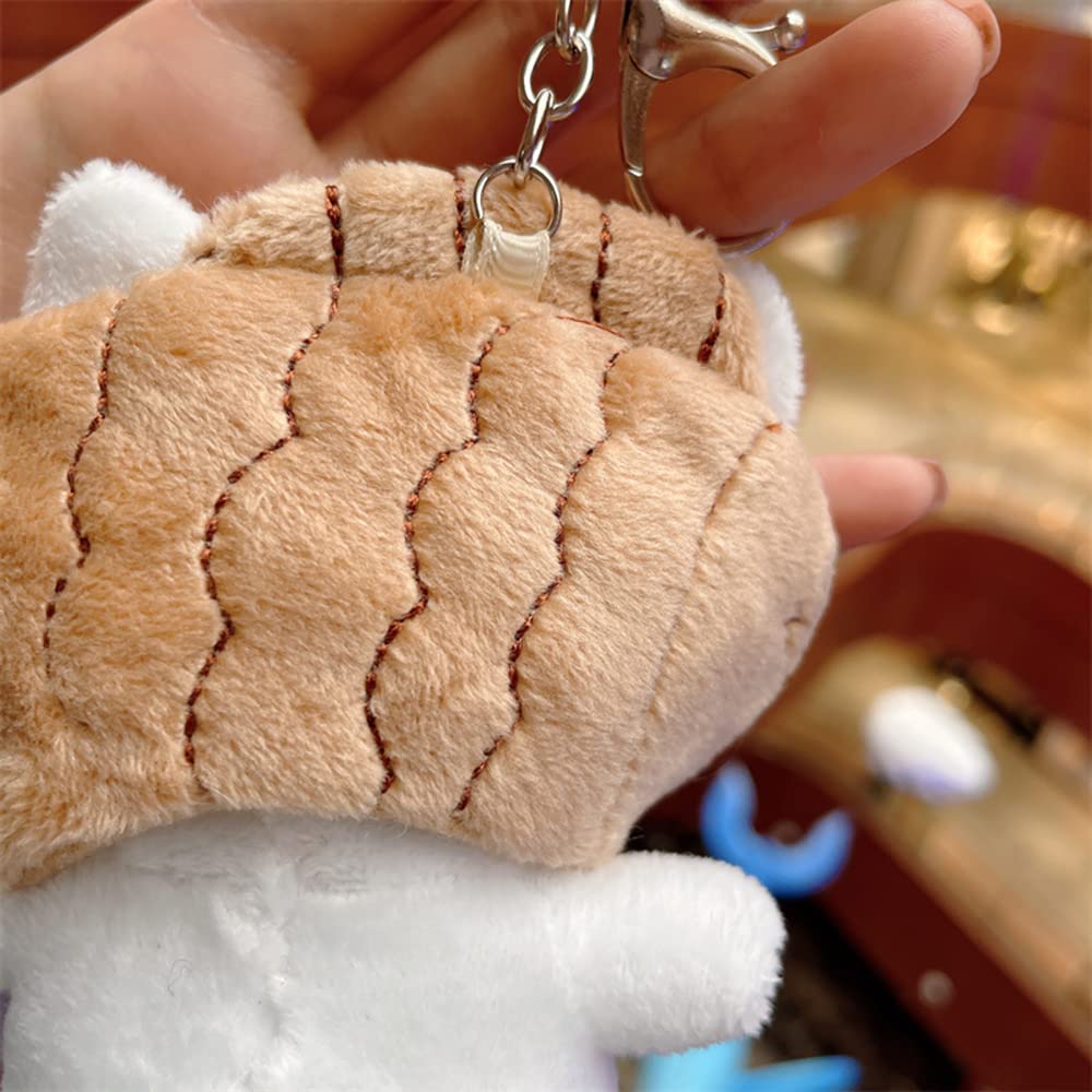 HSYHERE Lady Girl Cute Plush Pp Cotton Cat Taiyaki Key Chain Creative Animal Pendant Detachable Doll Pendant Car Key Chain Backpack Pendant Metal Key Ring