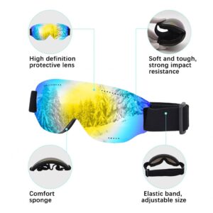 OSTF Ski Goggles Snow Sport Goggles, OTG Snowboard Goggles Anti Fog Snow Goggles for Women Men Youth UV Protection