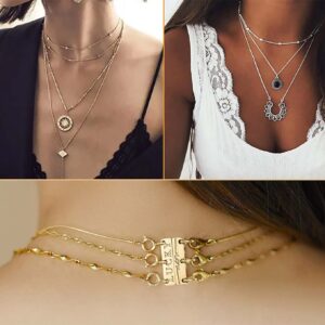 kcctoo Necklace Layering Clasp Womens Jewelry Separators 18K Gold and Silver Magnetic Multiple Necklace Clasp for Women Layered Look