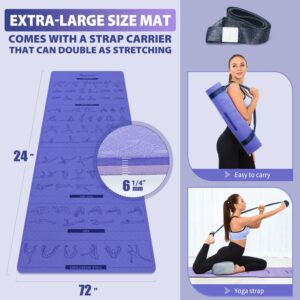 Yoga Mat with Poses, Sportneer Yoga Mats for Women & Men, Non Slip Double-Sided, Exercise Mats for Home Workout - 24" Wide x 72" Long x 1/4" Thick - Exercise Mat Yoga Mat with Strap Home Gym