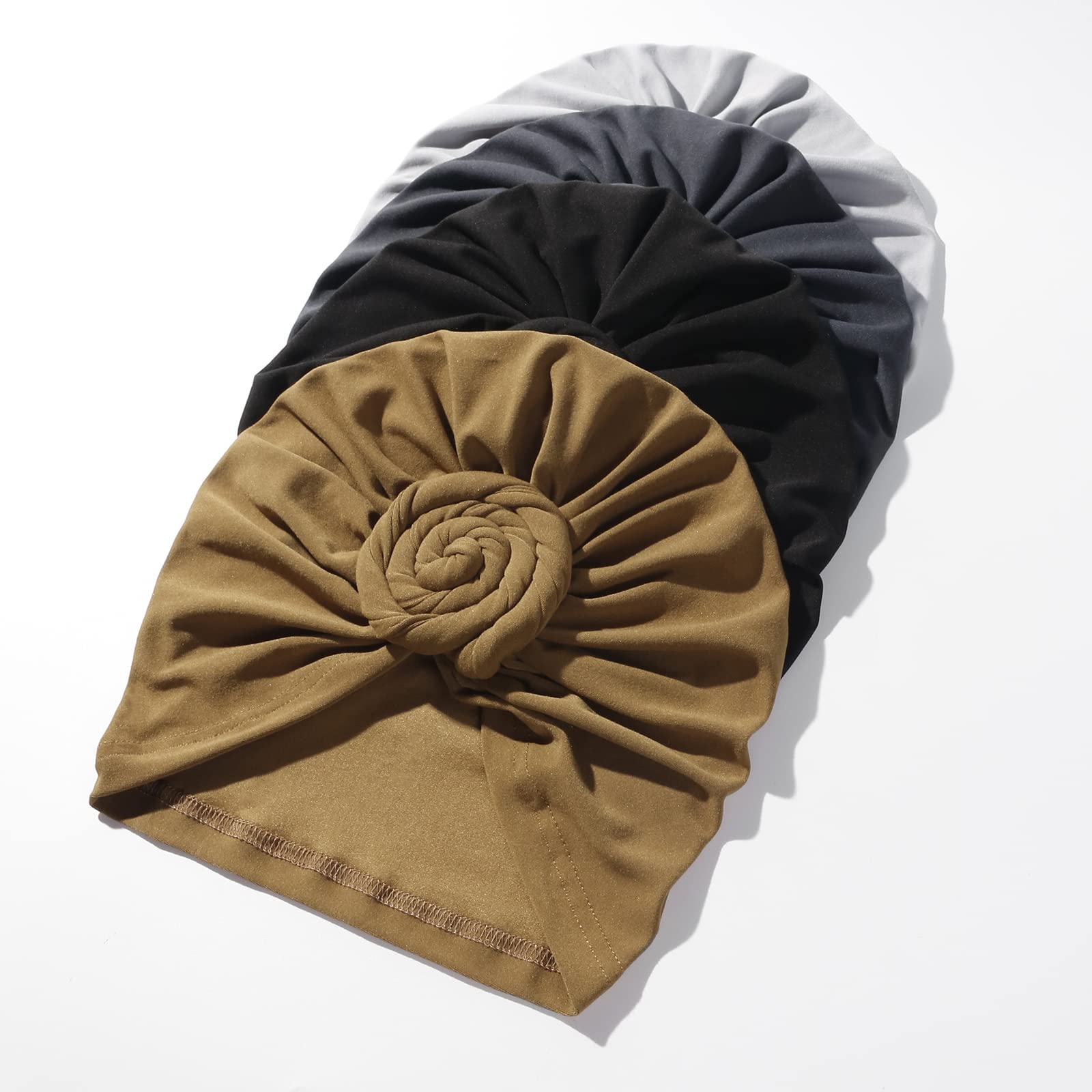 Stretch Turban Hats for Women - African Knot Headwraps Soft Pre Tied Bonnet Hair wrap Pretied for Black Women